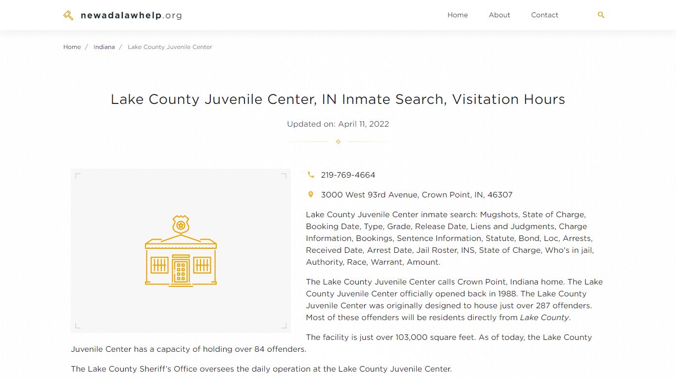 Lake County Juvenile Center, IN Inmate Search, Visitation ...