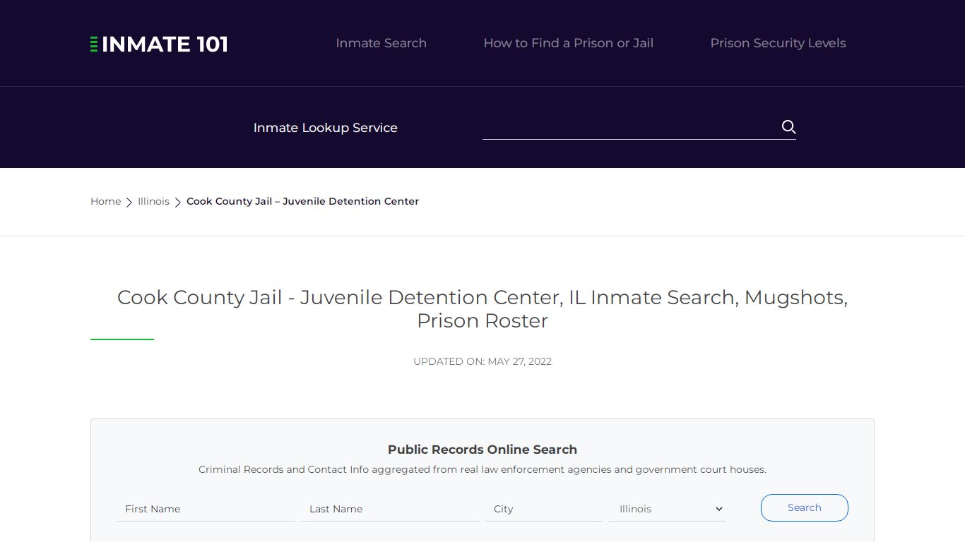 Cook County Jail - Juvenile Detention Center, IL Inmate ...