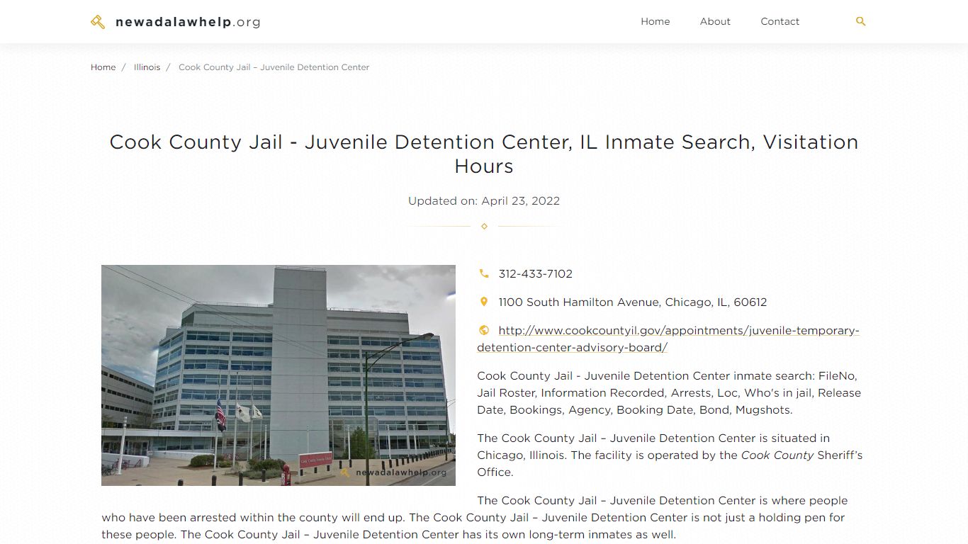Cook County Jail - Juvenile Detention Center, IL Inmate ...